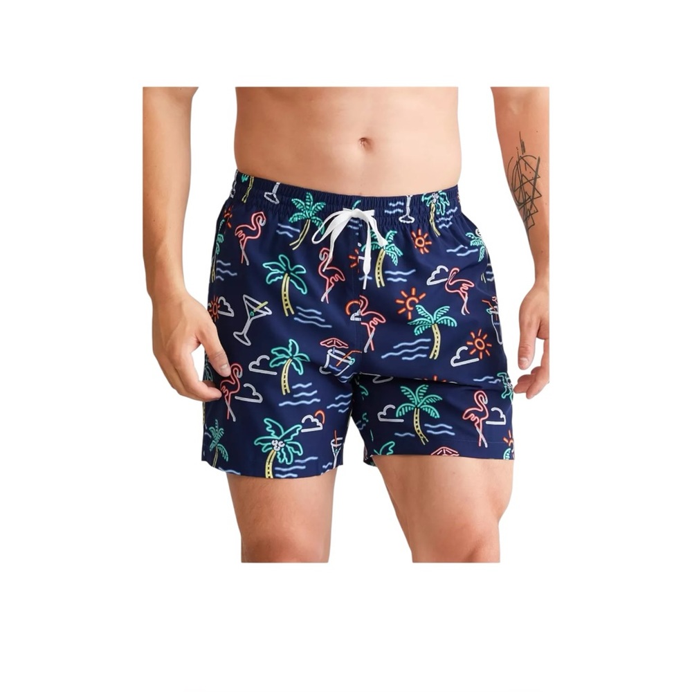 Chubbies The Neon Lights Stretch 4” Swim Trunks Vacation Resortwear Beach